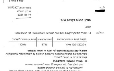 משרדינו ייצג בתביעת זכאות לקצבת נכות לאחר סירוב במשך שלושה סבבים- הלקוח יקבל קצבת נכות של 3,217 ש"ח מידי חודש